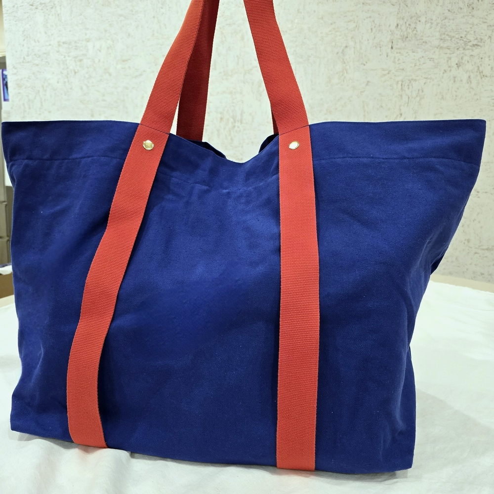 Clare V. Blue Tote with Red Straps - Brand New